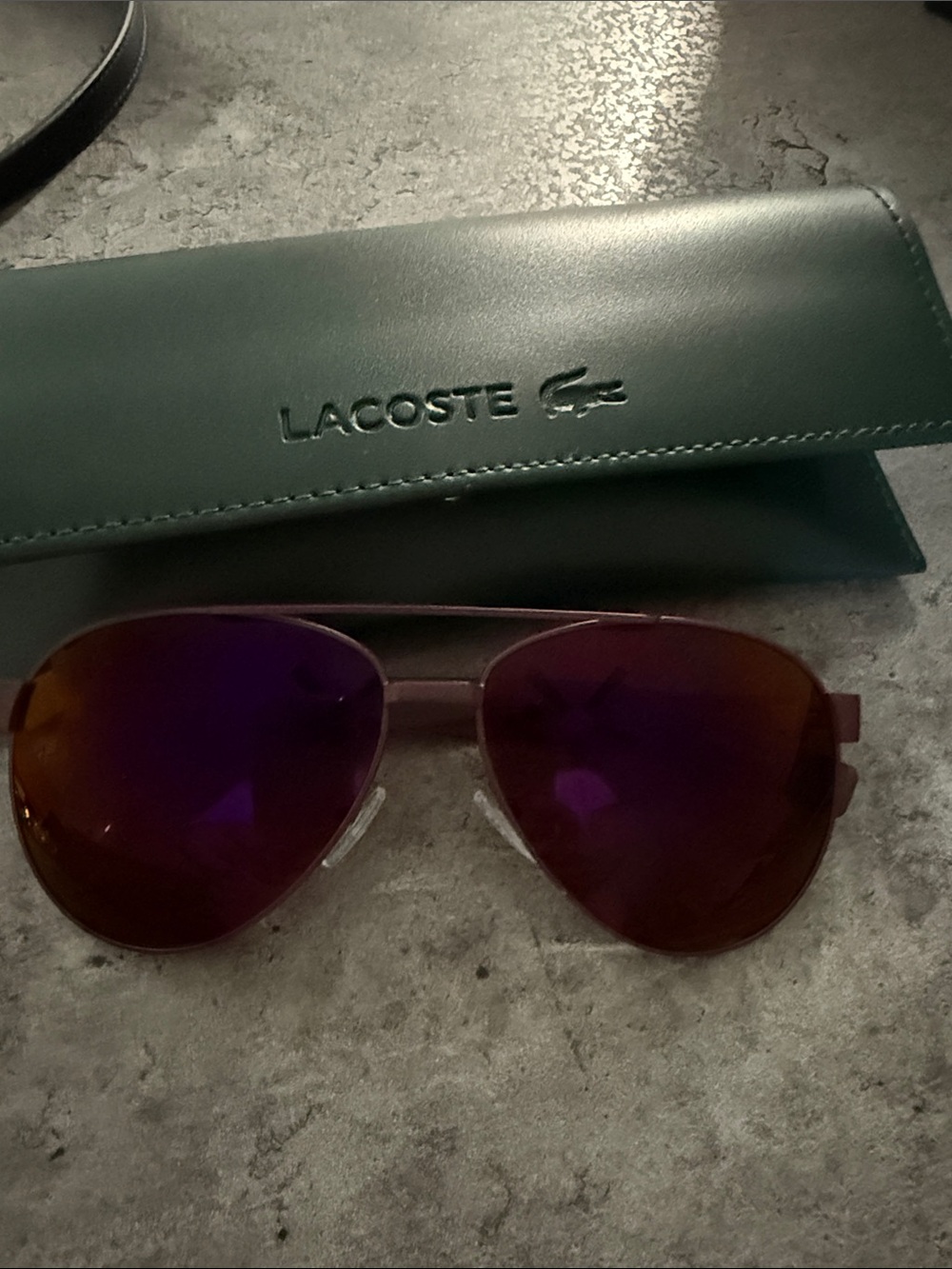 Lacoste Aviator Matte Sunglasses with Purple-Red Mirrored Lenses